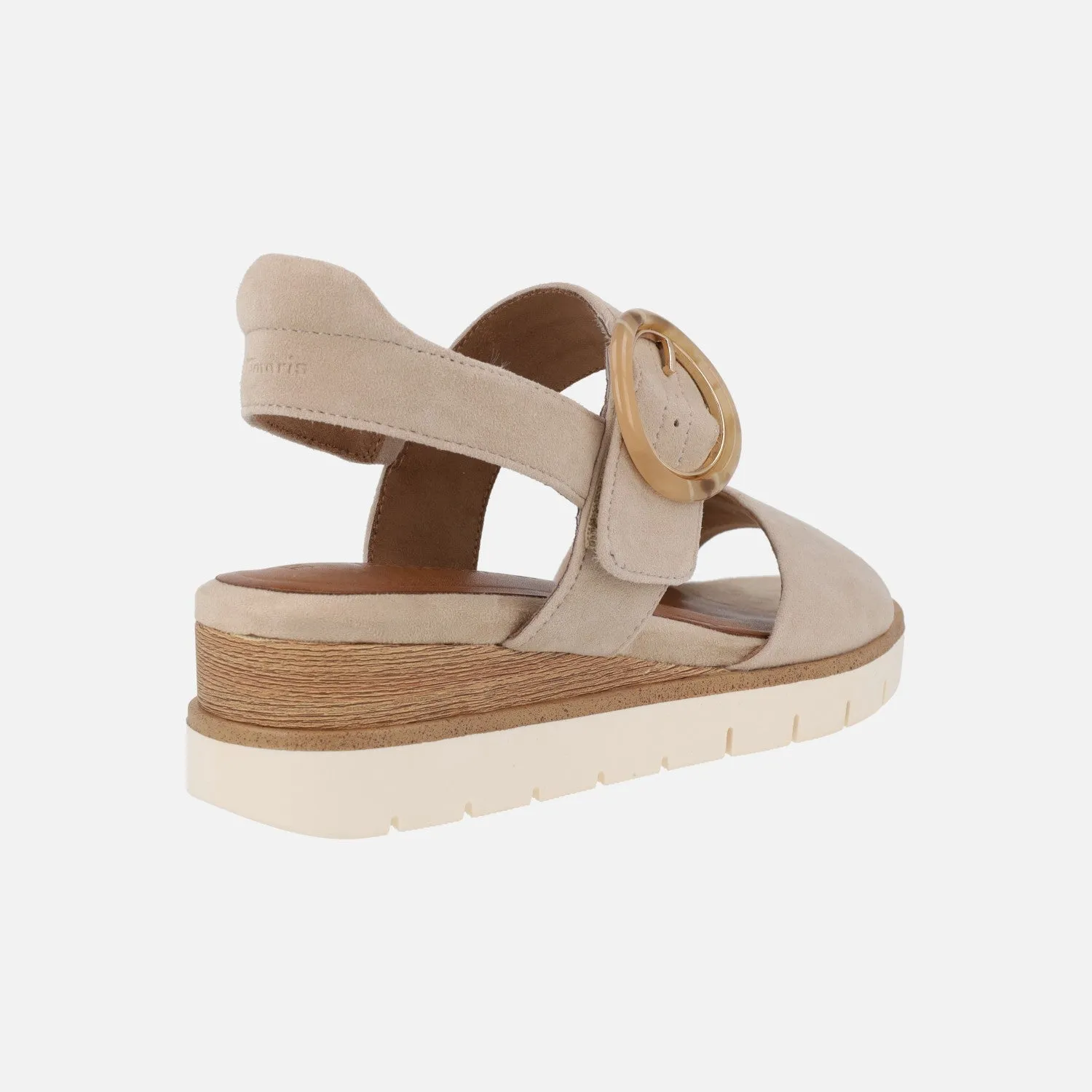 Sandalias de ante con hebilla de carey y cierre de velcro