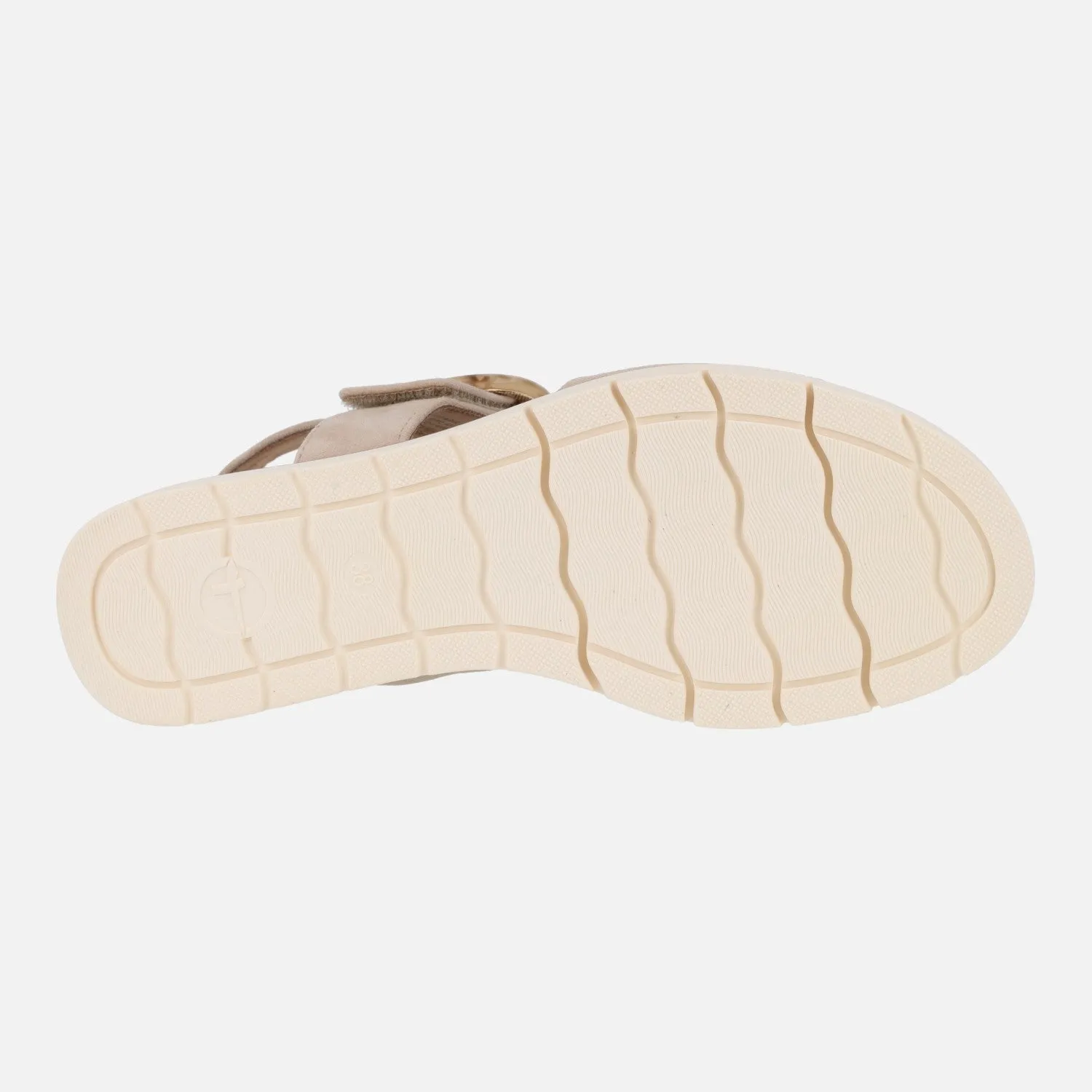 Sandalias de ante con hebilla de carey y cierre de velcro