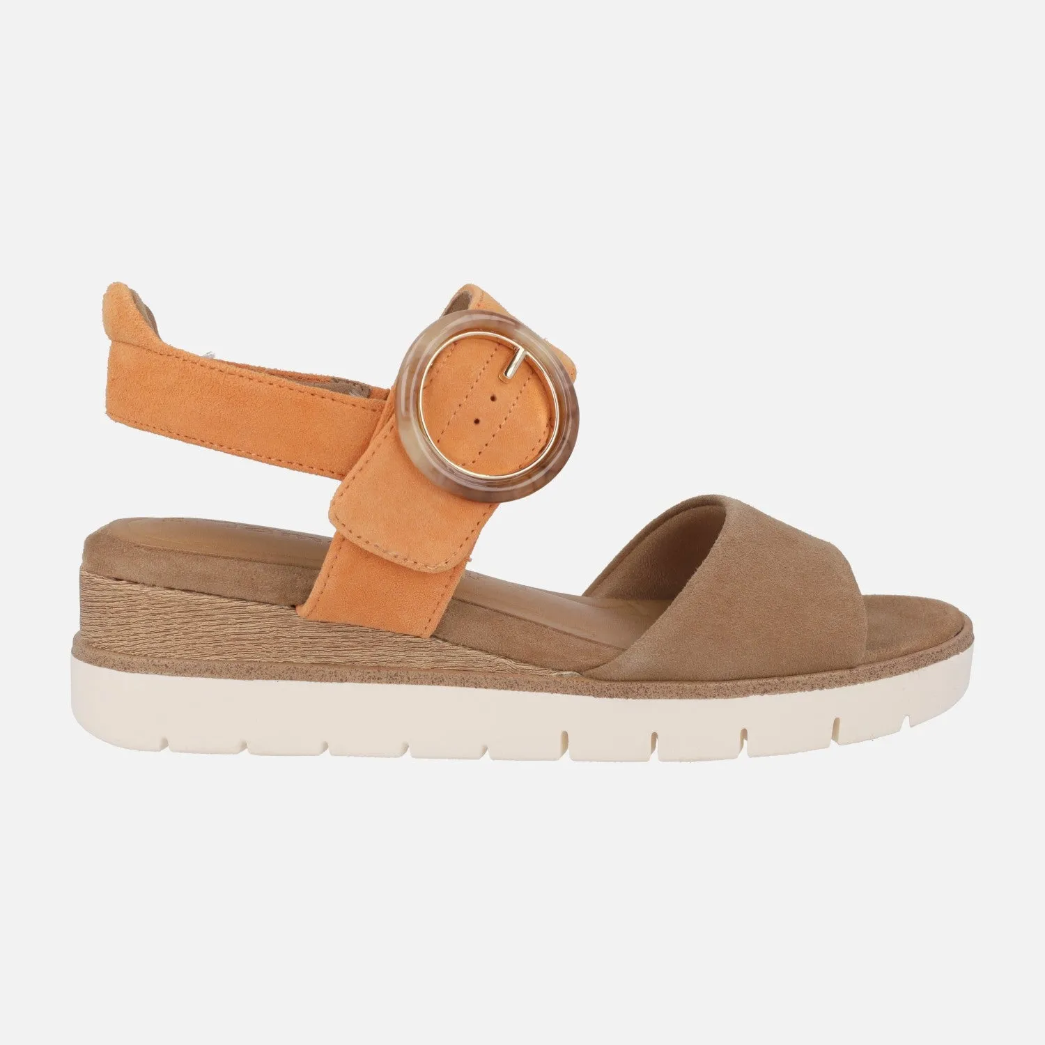 Sandalias de ante con hebilla de carey y cierre de velcro