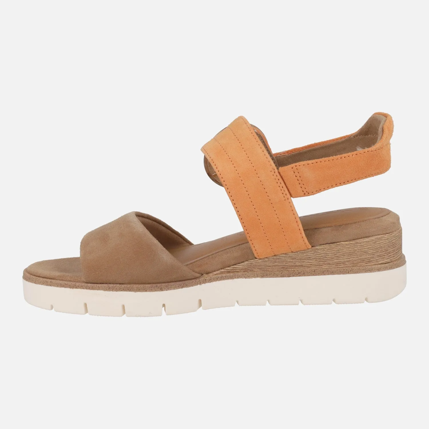Sandalias de ante con hebilla de carey y cierre de velcro