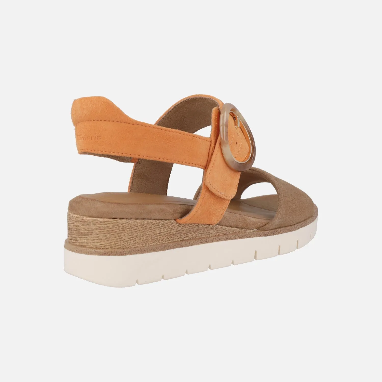 Sandalias de ante con hebilla de carey y cierre de velcro