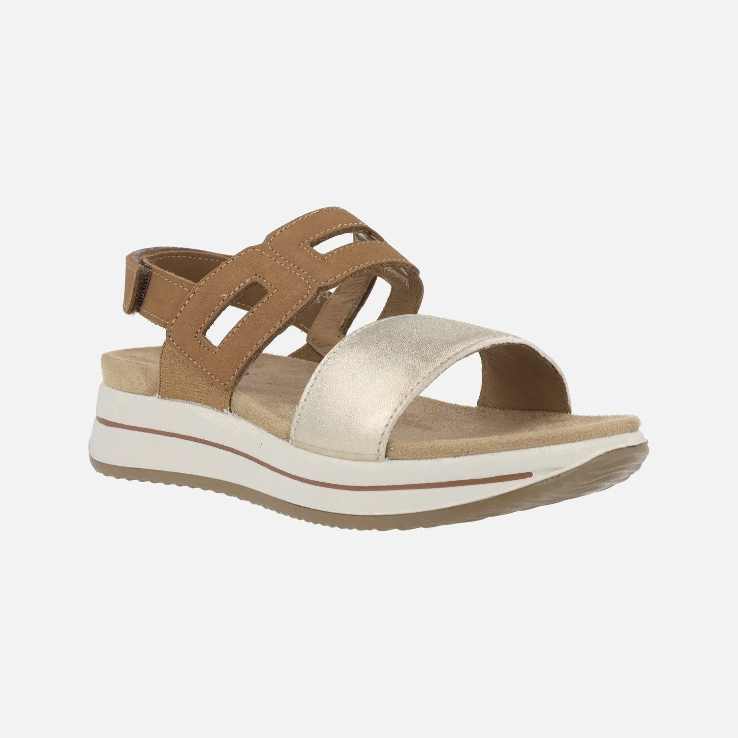 Sandalias de piel combinadas con cierre de velcro