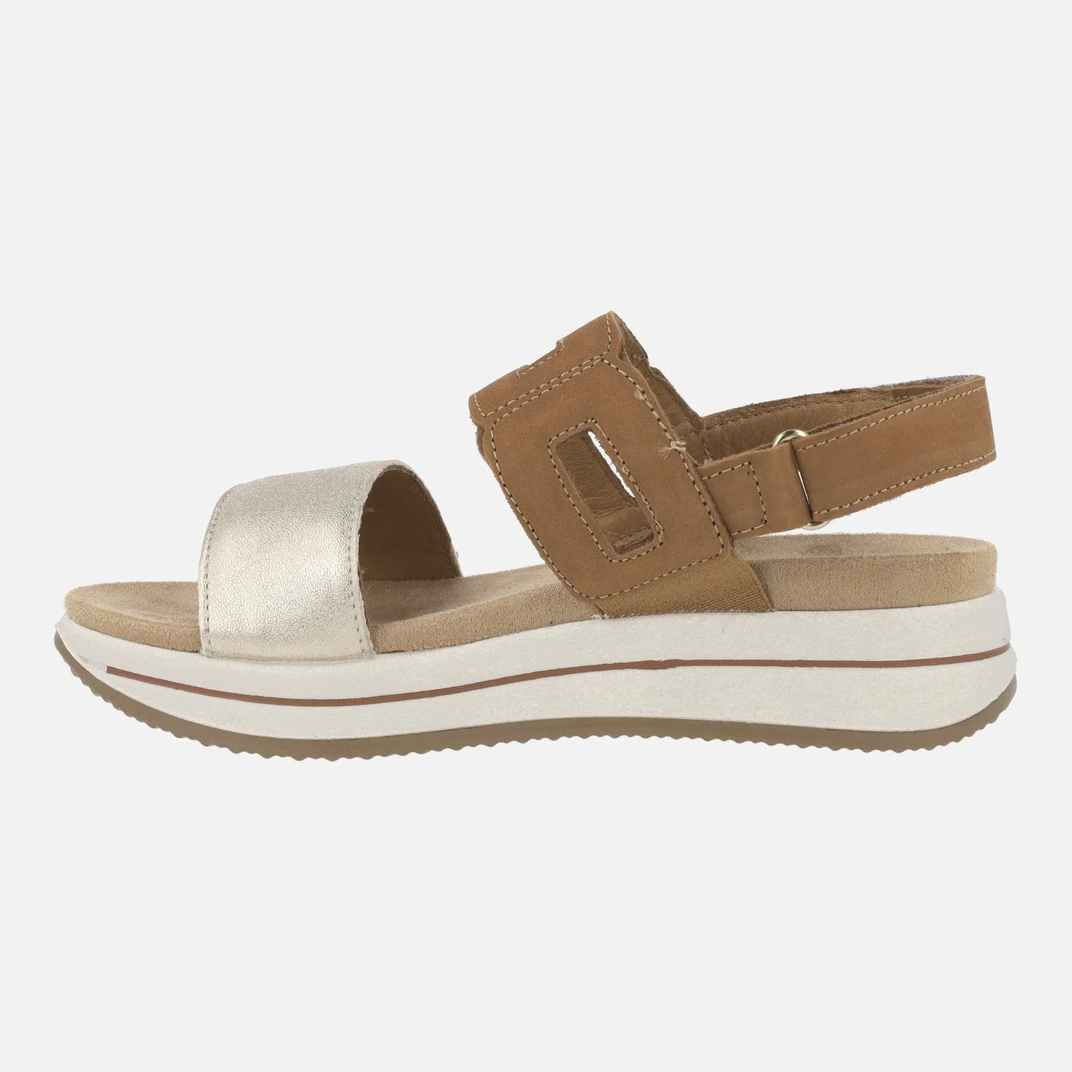 Sandalias de piel combinadas con cierre de velcro
