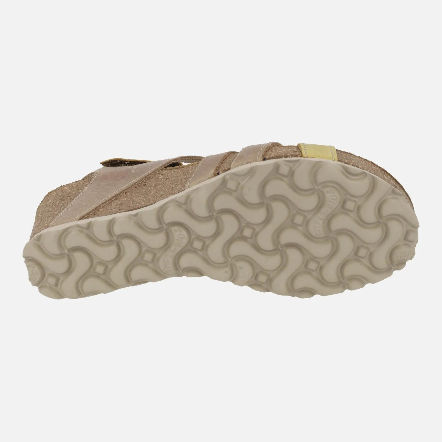 Sandalias de piel con cuña de corcho y cierre de velcro