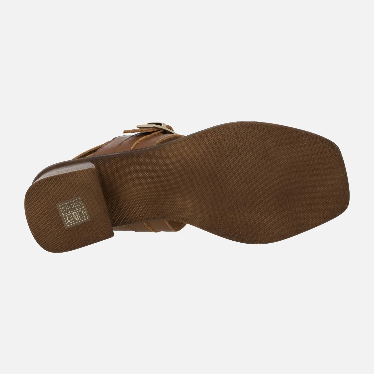 Sandalias de piel con hebilla decorativa y cierre de velcro
