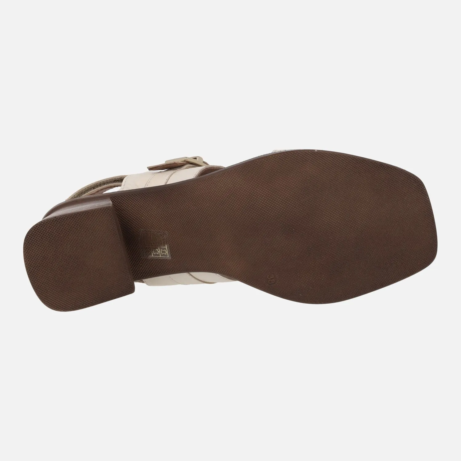Sandalias de piel con hebilla decorativa y cierre de velcro