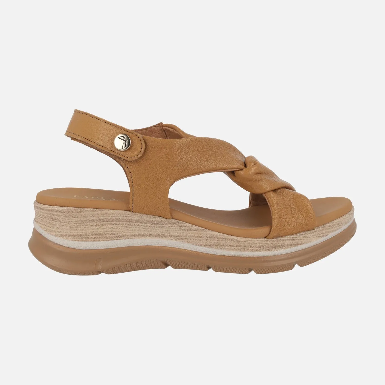 Sandalias de piel con tiras entrelazadas y cierre de velcro