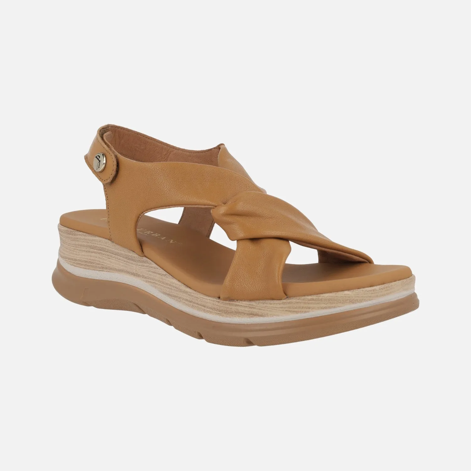 Sandalias de piel con tiras entrelazadas y cierre de velcro