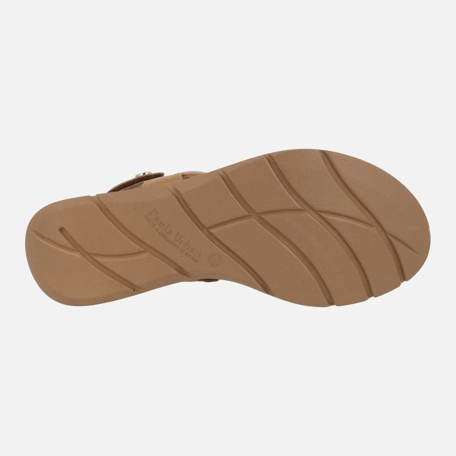 Sandalias de piel con tiras entrelazadas y cierre de velcro