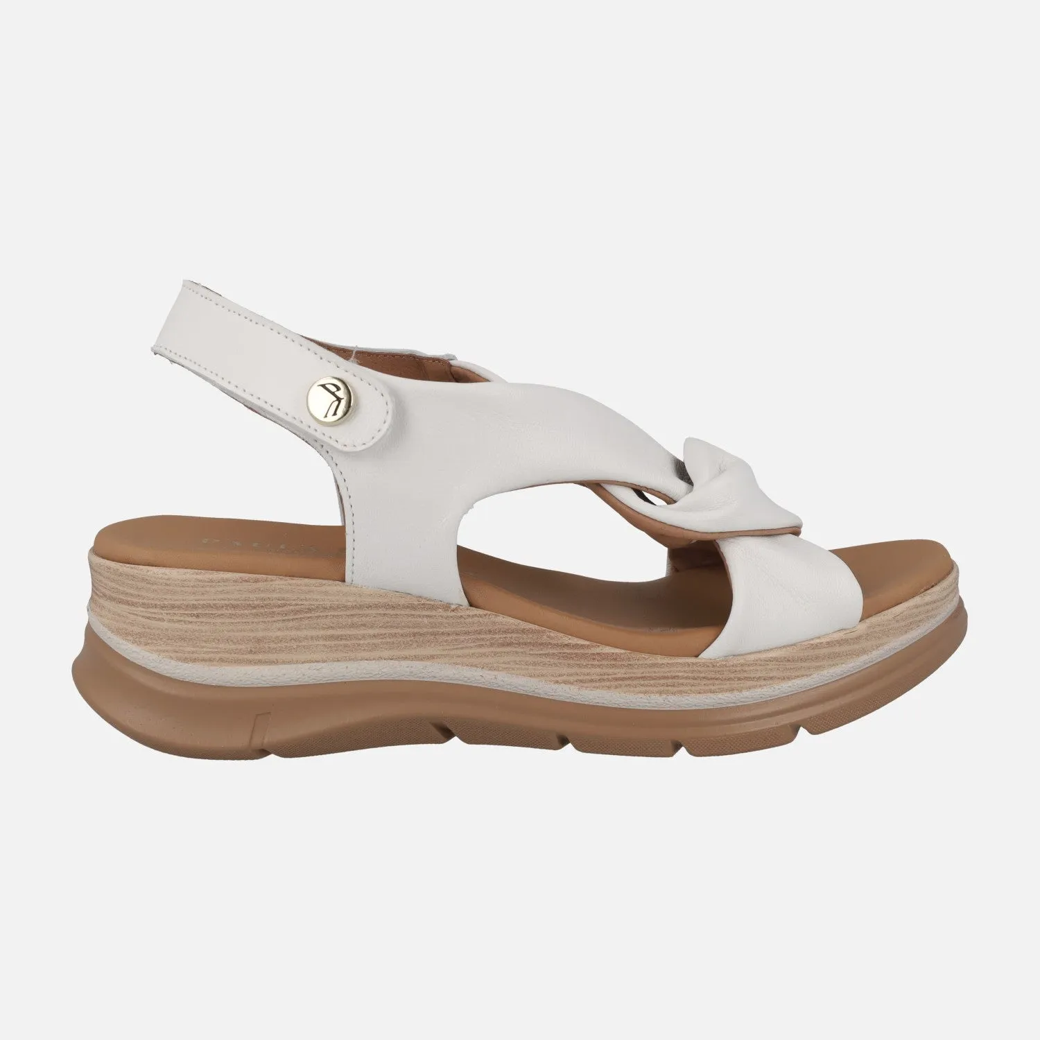 Sandalias de piel con tiras entrelazadas y cierre de velcro