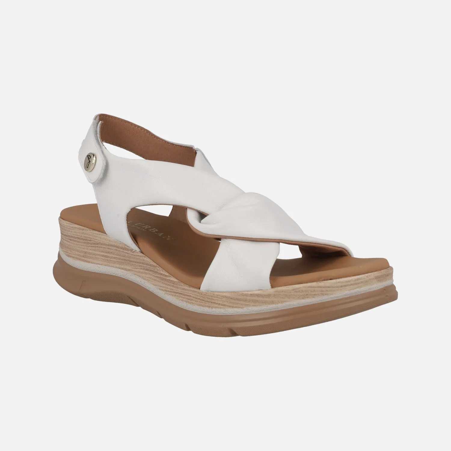 Sandalias de piel con tiras entrelazadas y cierre de velcro