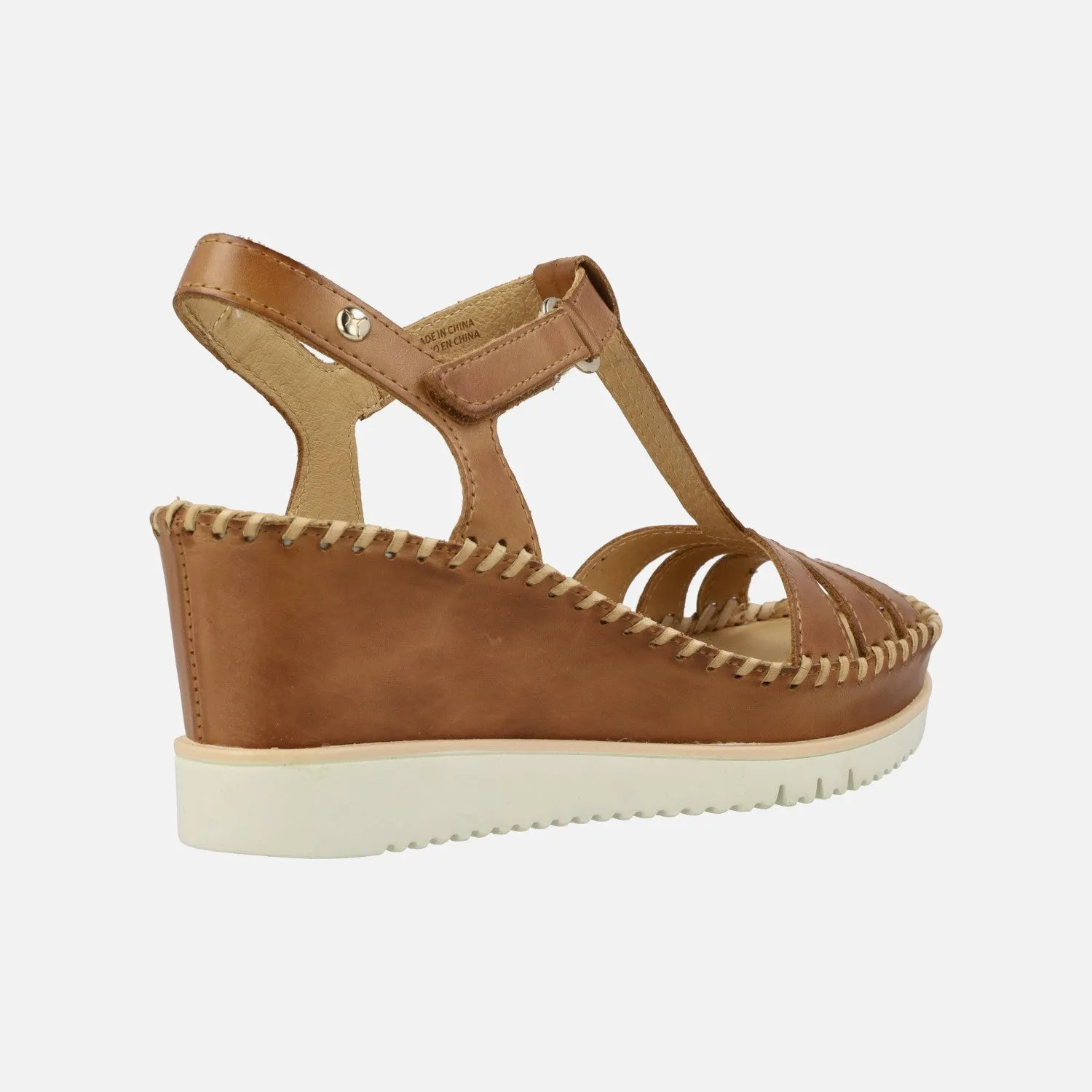 SANDALIAS DE PIEL CUERO CON CIERRE DE VELCRO Y CUñA ALTA AGUADULCE W3Z1776