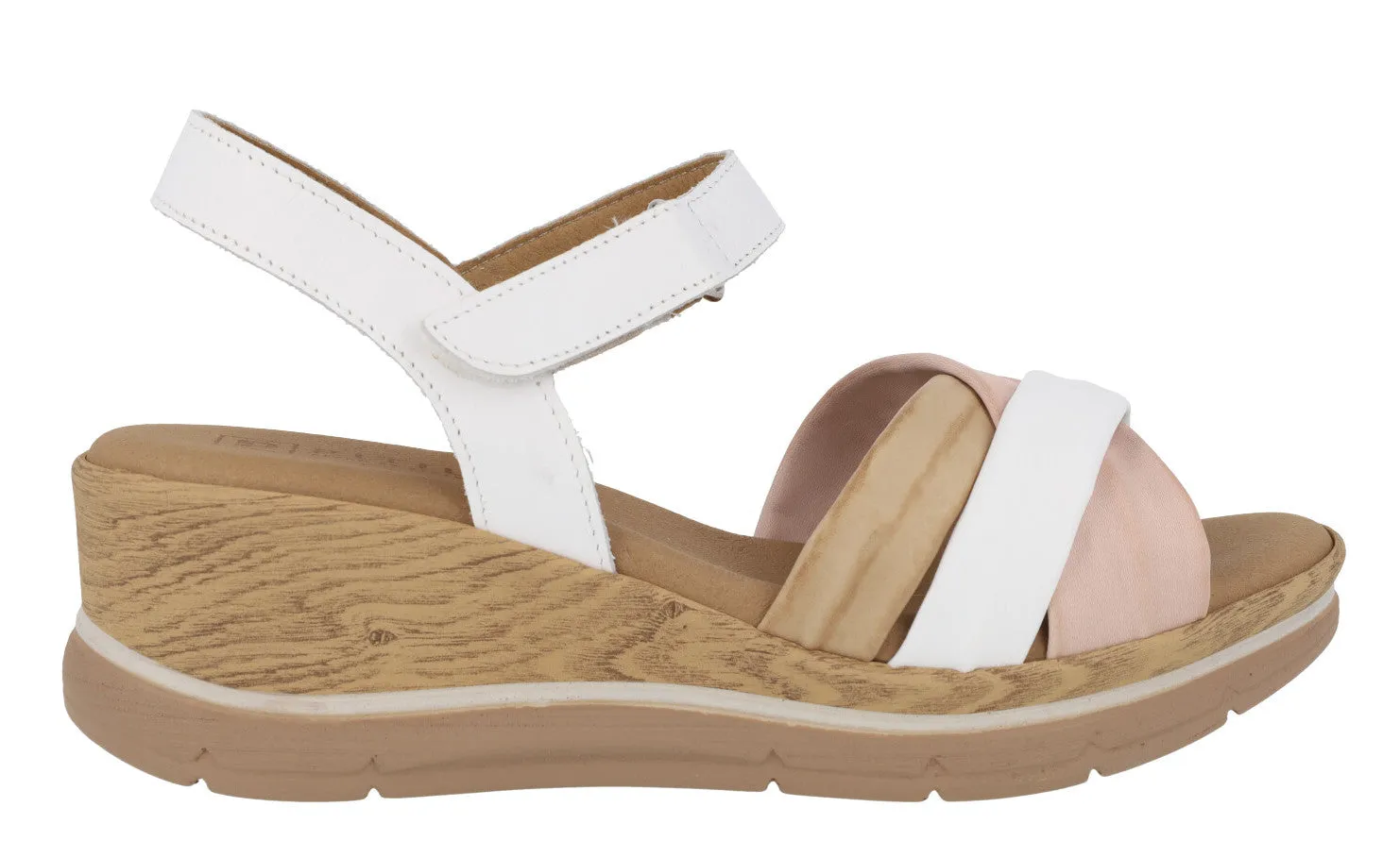 Sandalias de piel en combinado de color con cierre de velcro