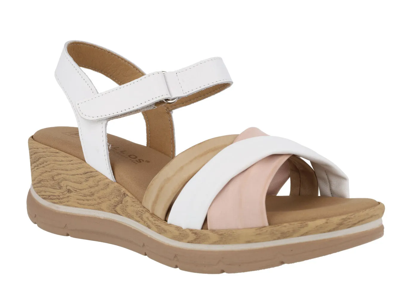 Sandalias de piel en combinado de color con cierre de velcro