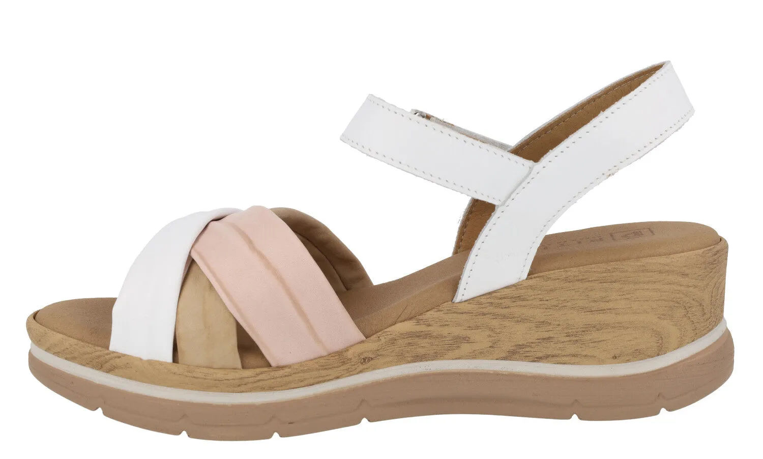 Sandalias de piel en combinado de color con cierre de velcro