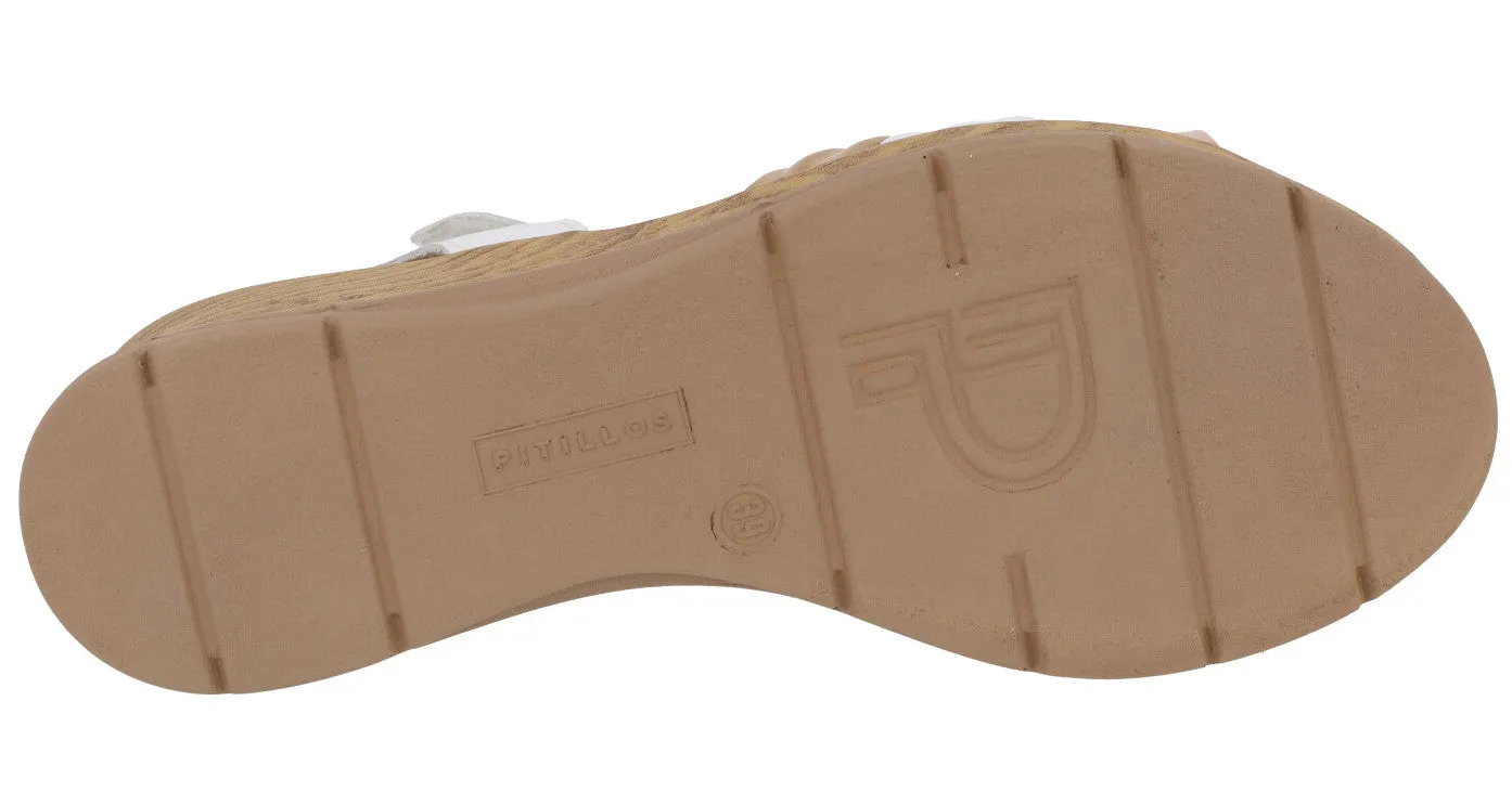 Sandalias de piel en combinado de color con cierre de velcro