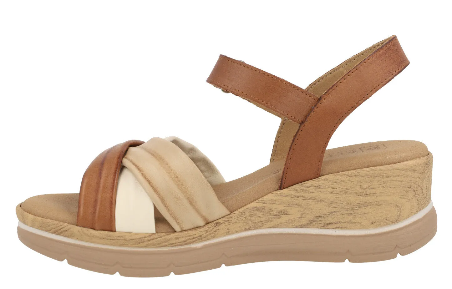 Sandalias de piel en combinado de color con cierre de velcro