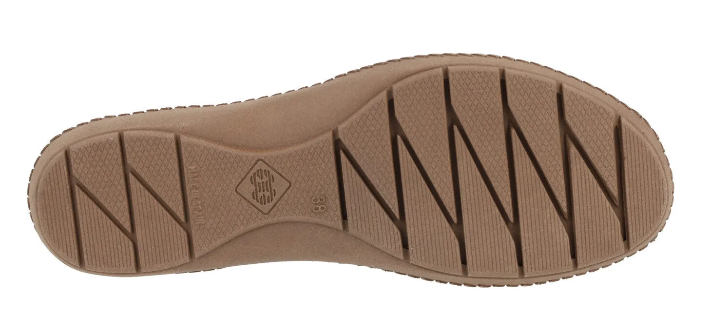 Sandalias de piel troqueladas con tira de velcro para mujer