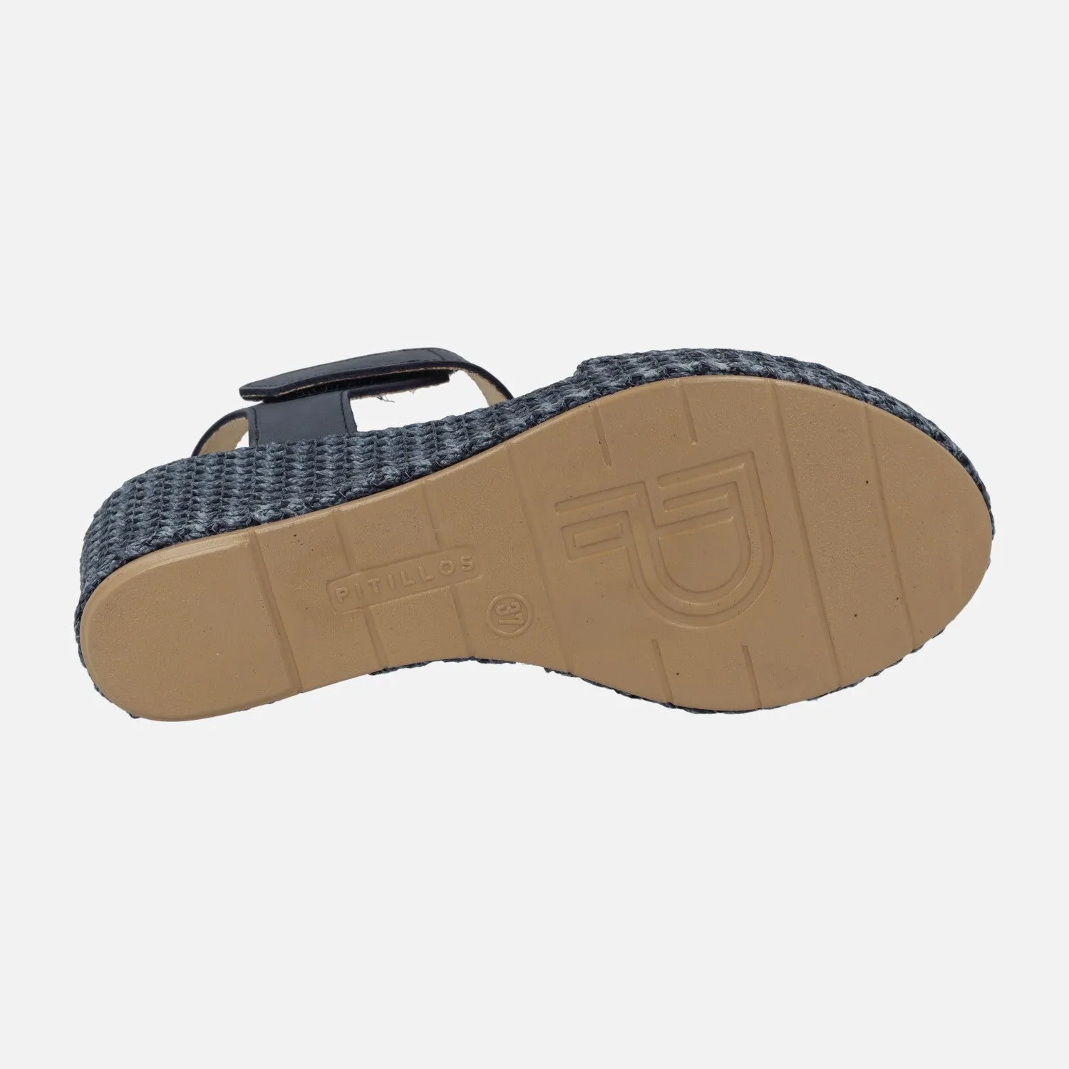 Sandalias de rafia con adorno de flor y cierre de velcro