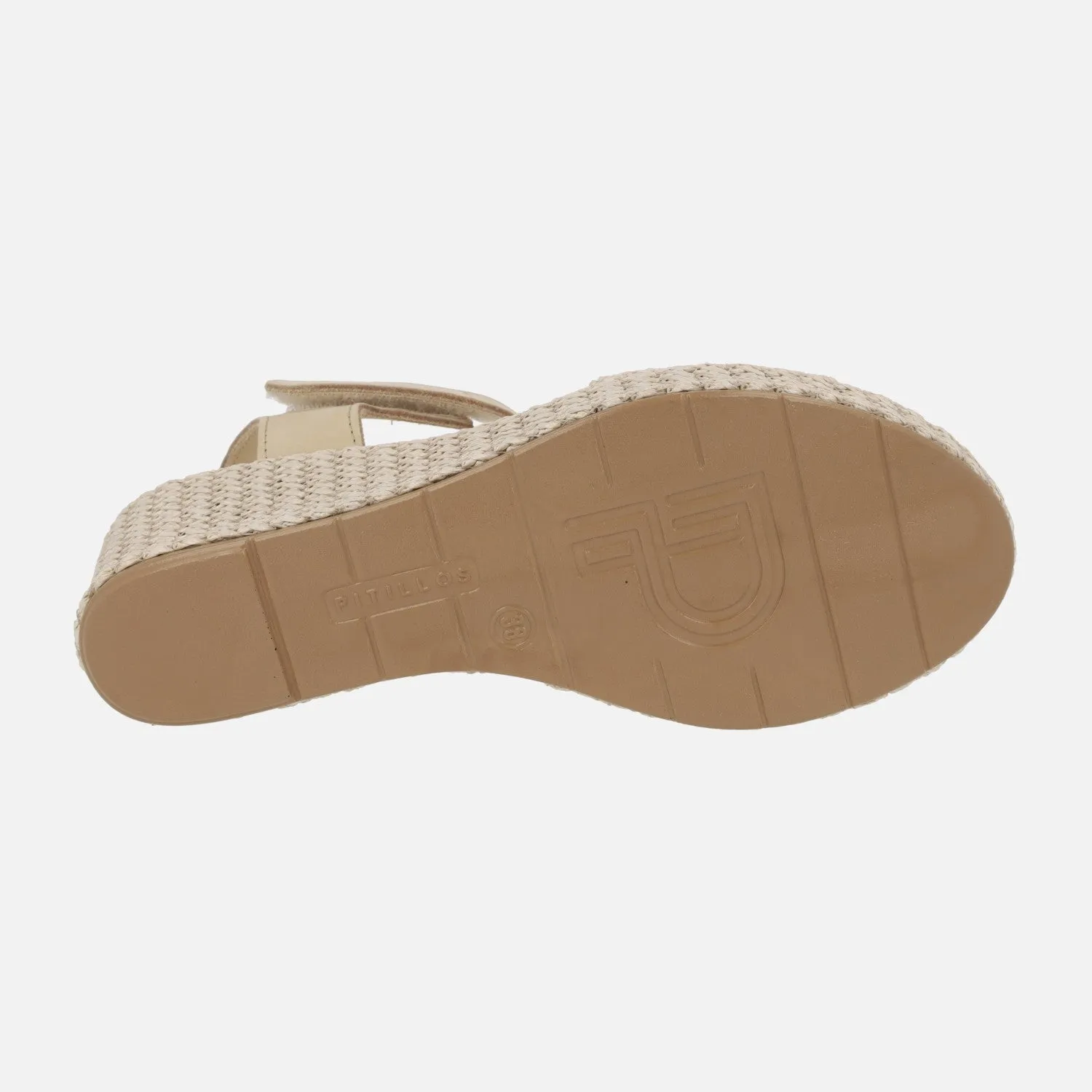 Sandalias de rafia con adorno de flor y cierre de velcro