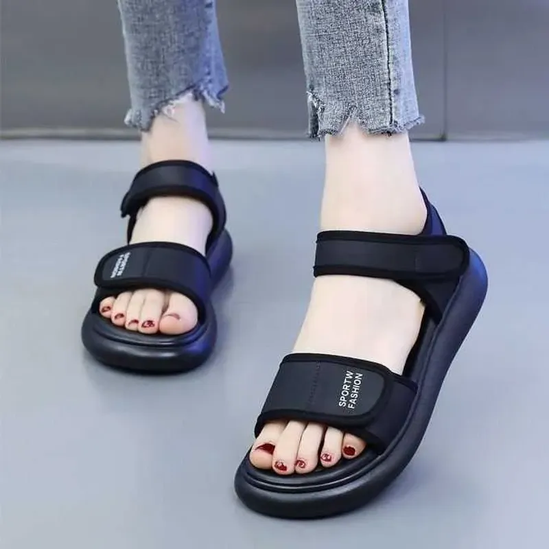 Sandalias deportivas Summer de mujeres 2024 Nuevo paso en la caca Sentirse de velcro Mujeres embarazadas SUGLAS SOLO SOLO CAPATO