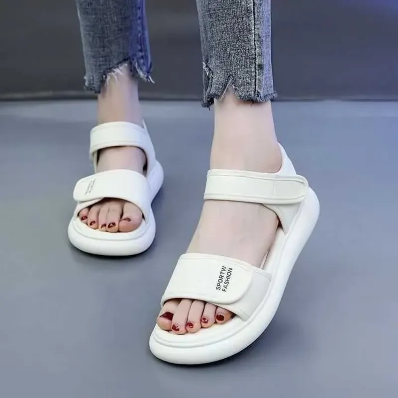 Sandalias deportivas Summer de mujeres 2024 Nuevo paso en la caca Sentirse de velcro Mujeres embarazadas SUGLAS SOLO SOLO CAPATO