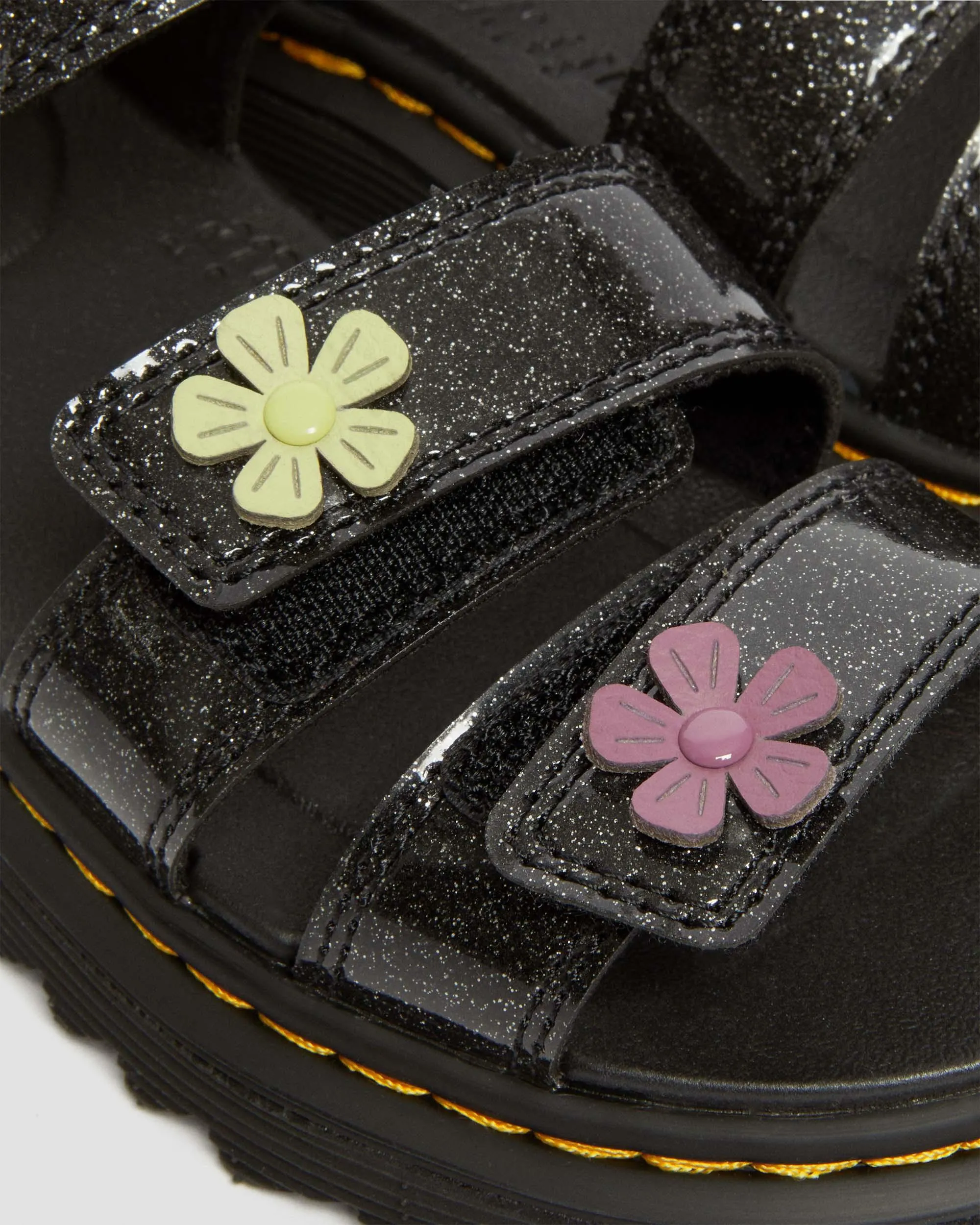 Sandalias Klaire de purpurina con tiras de velcro para junior