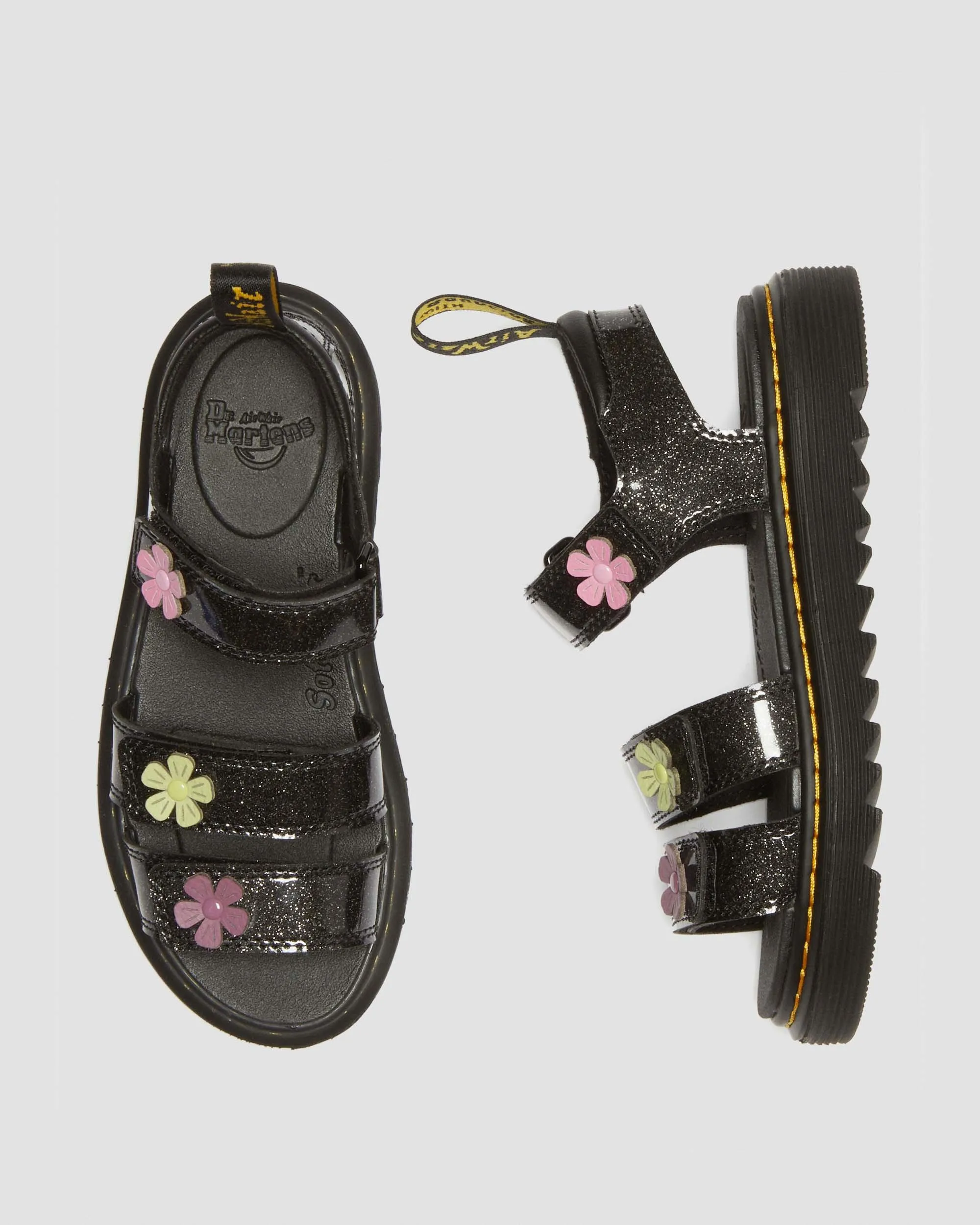 Sandalias Klaire de purpurina con tiras de velcro para junior