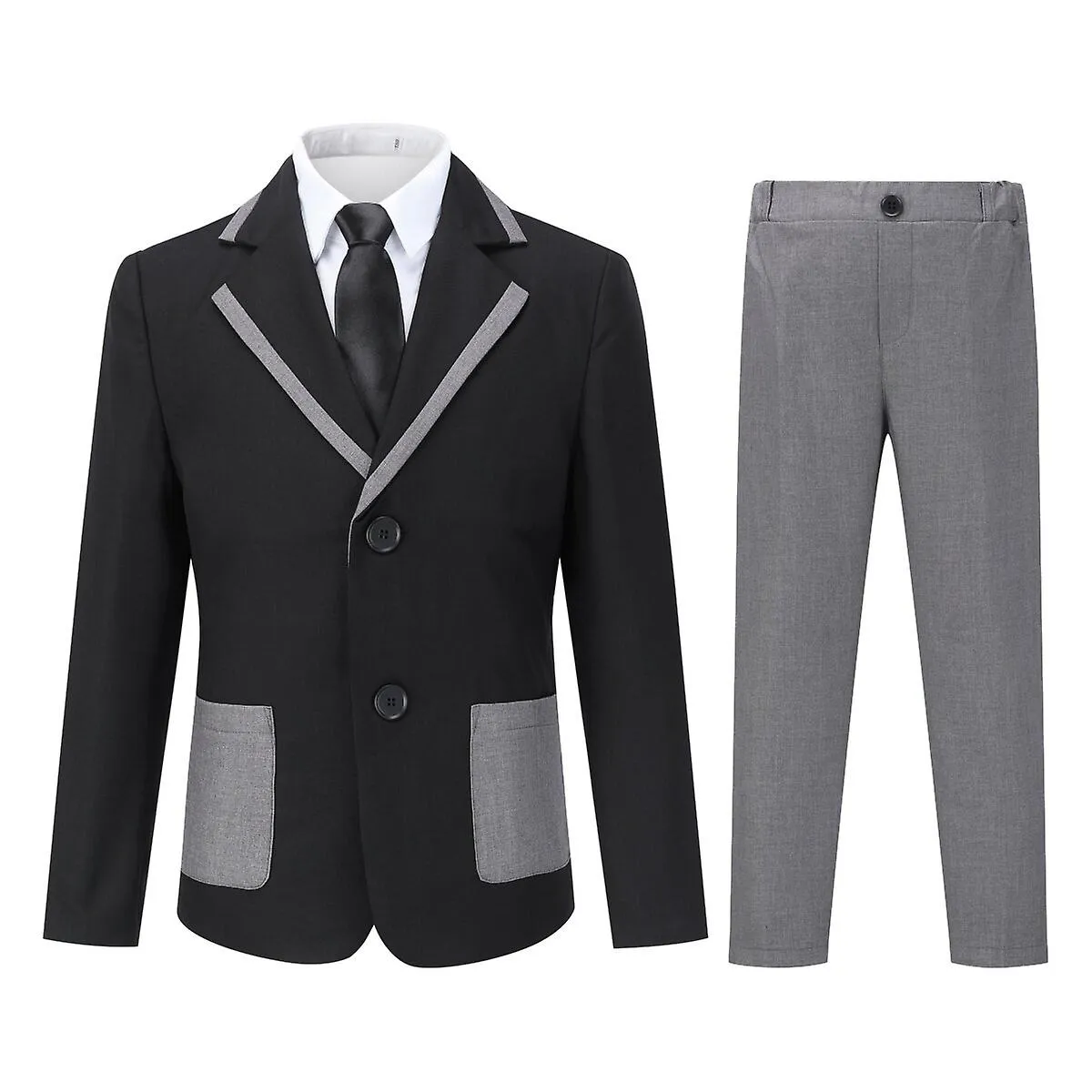 Sliktaa Boys Teen 4Pcs Colorblock Suit Boda Esmoquin formal