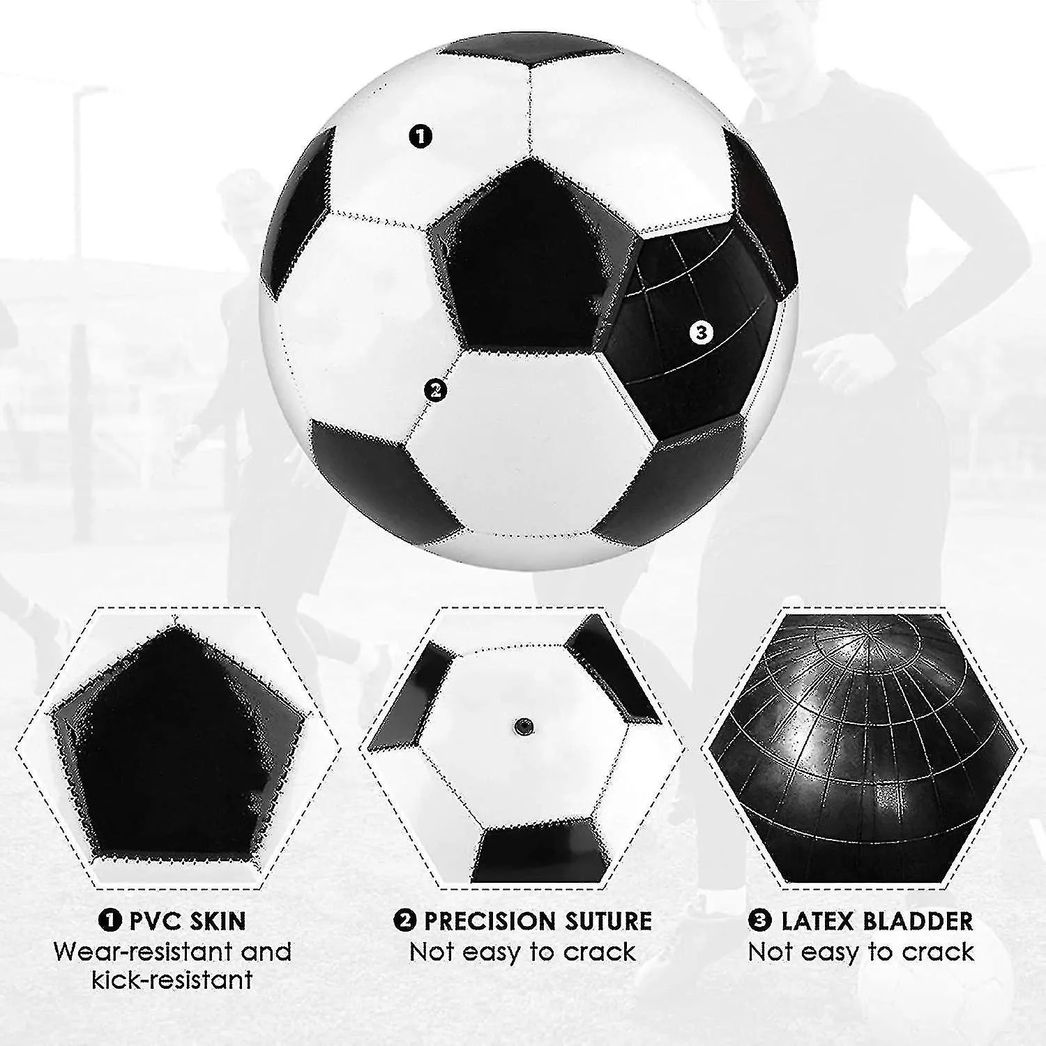 Soccer Training Balls, Size 5 Black And White Soccer Ball, Indoor And Outdoor