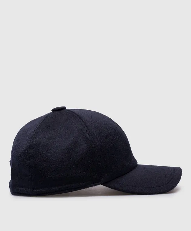 Stefano Ricci Blue cashmere cap with metallic logo