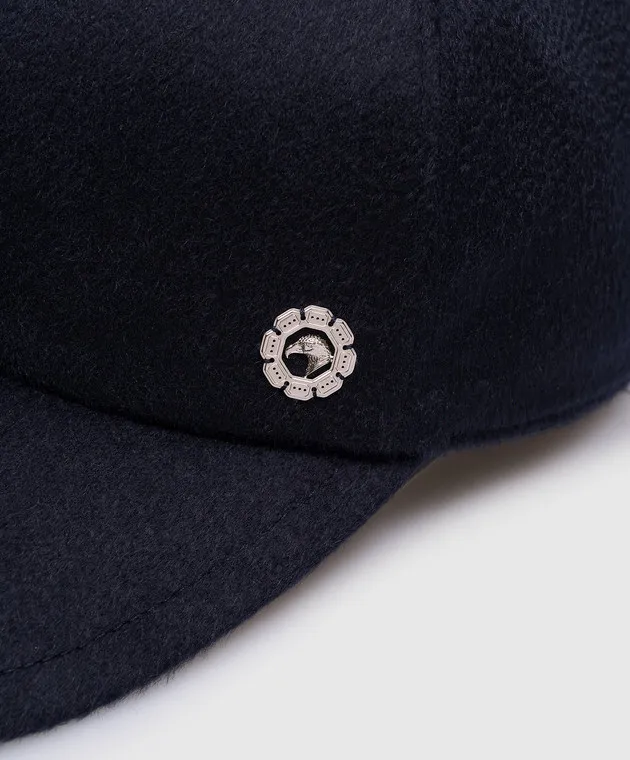 Stefano Ricci Blue cashmere cap with metallic logo