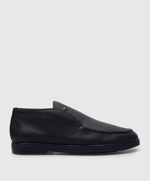 Stefano Ricci Blue leather deserts with metallic logo