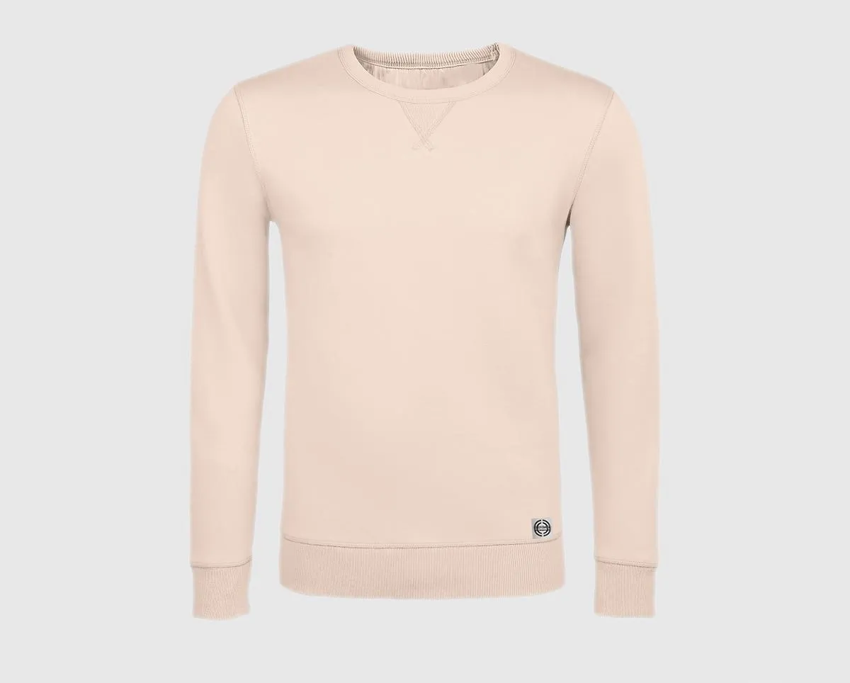 Sudadera cuello redondo clásica unisex color rosa crema