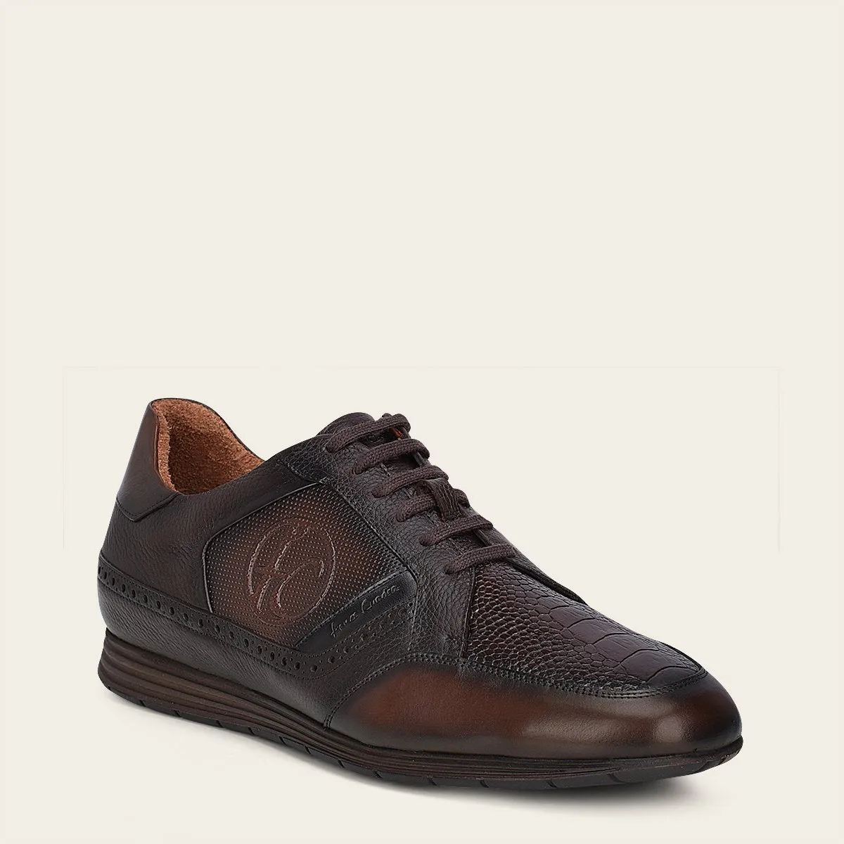 Tenis en piel de pata de avestruz para caballero