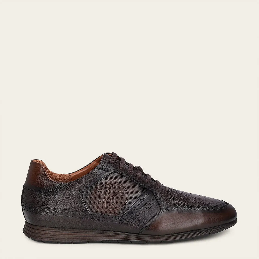 Tenis en piel de pata de avestruz para caballero