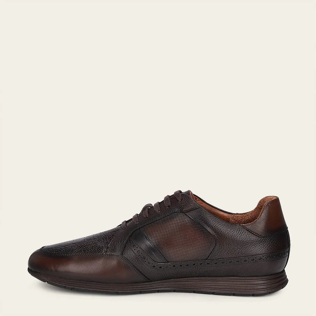 Tenis en piel de pata de avestruz para caballero