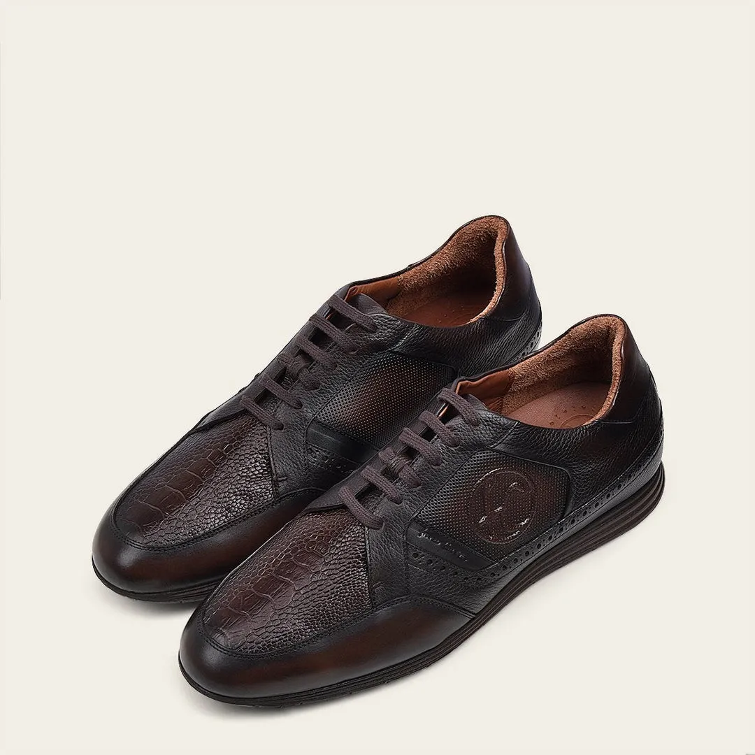 Tenis en piel de pata de avestruz para caballero