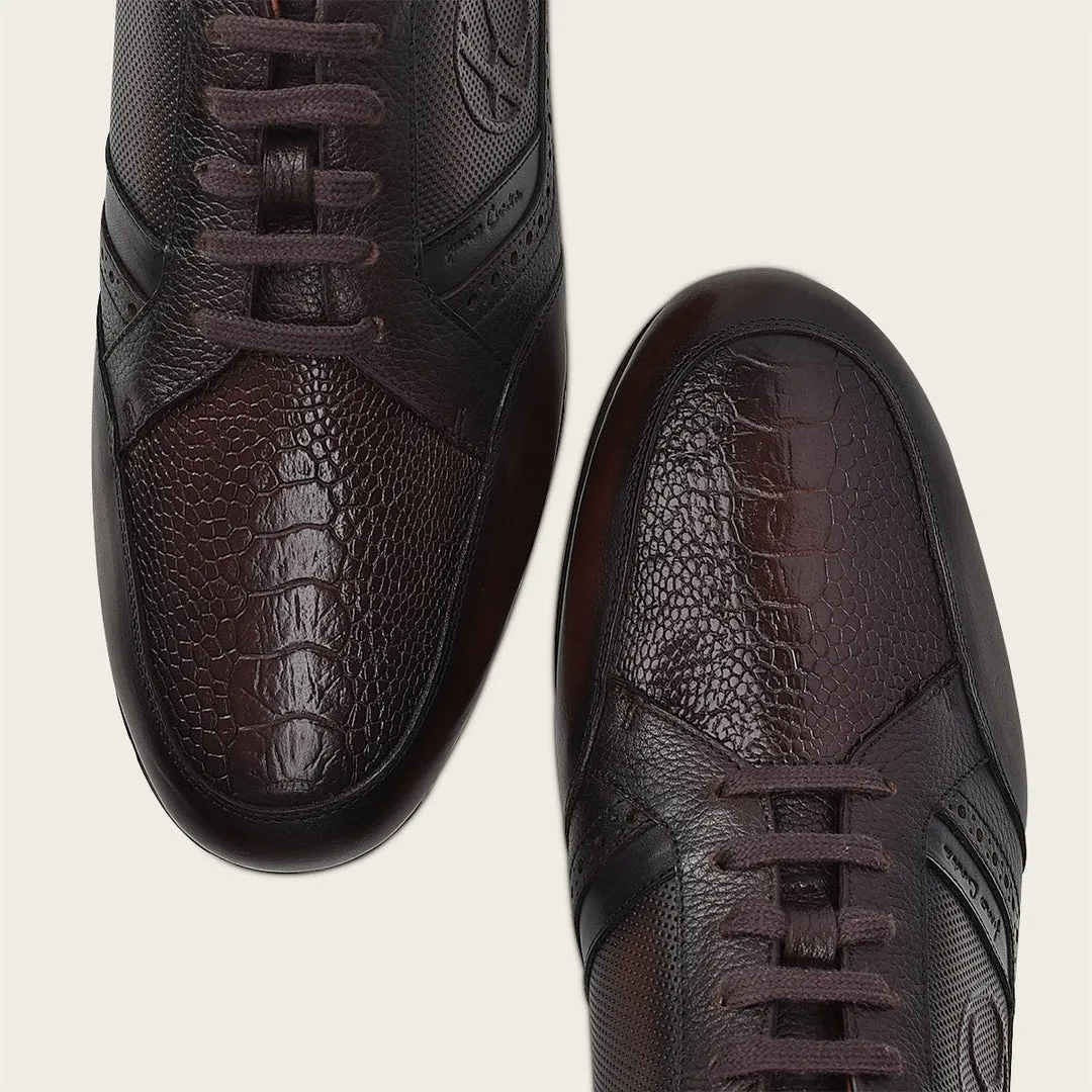 Tenis en piel de pata de avestruz para caballero
