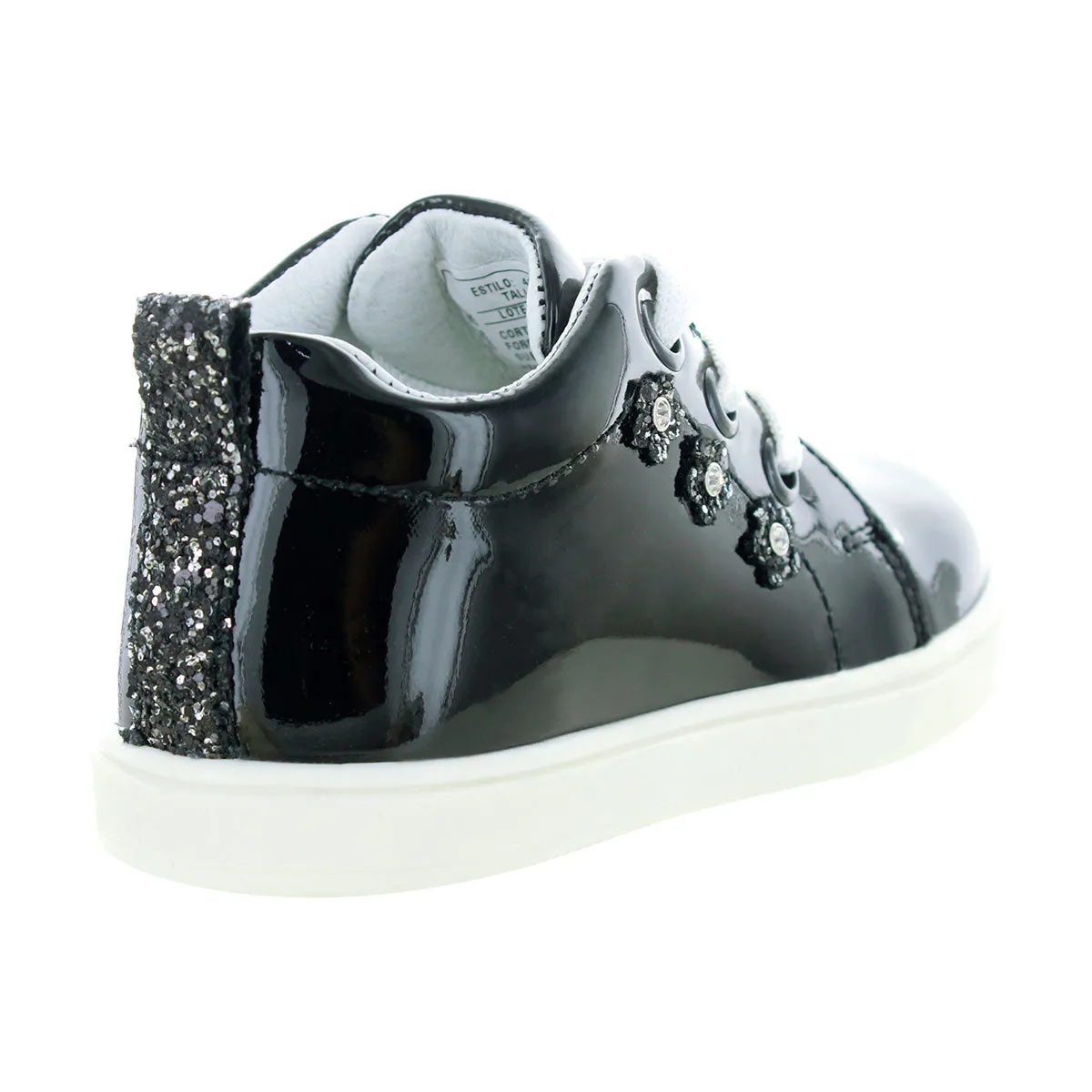 Tenis Karin Para Nia Piel Charol Color Negro