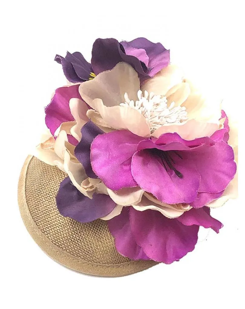 TOCADOS MORADOS Y BEIGE PARA INVITADAS DE BODA Y MADRINAS