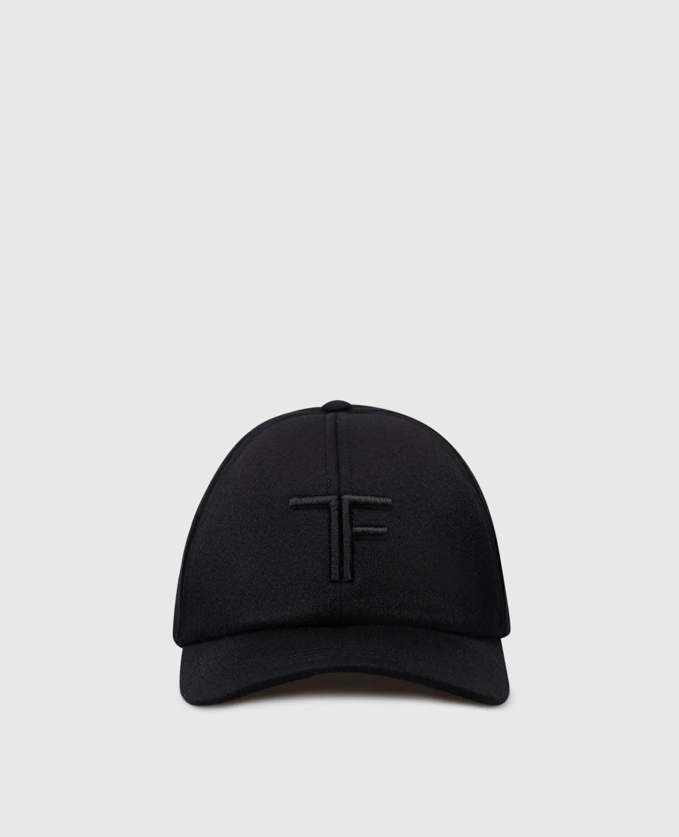 Tom Ford Black cashmere cap with TF logo embroidery