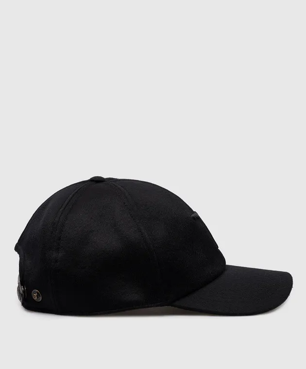 Tom Ford Black cashmere cap with TF logo embroidery