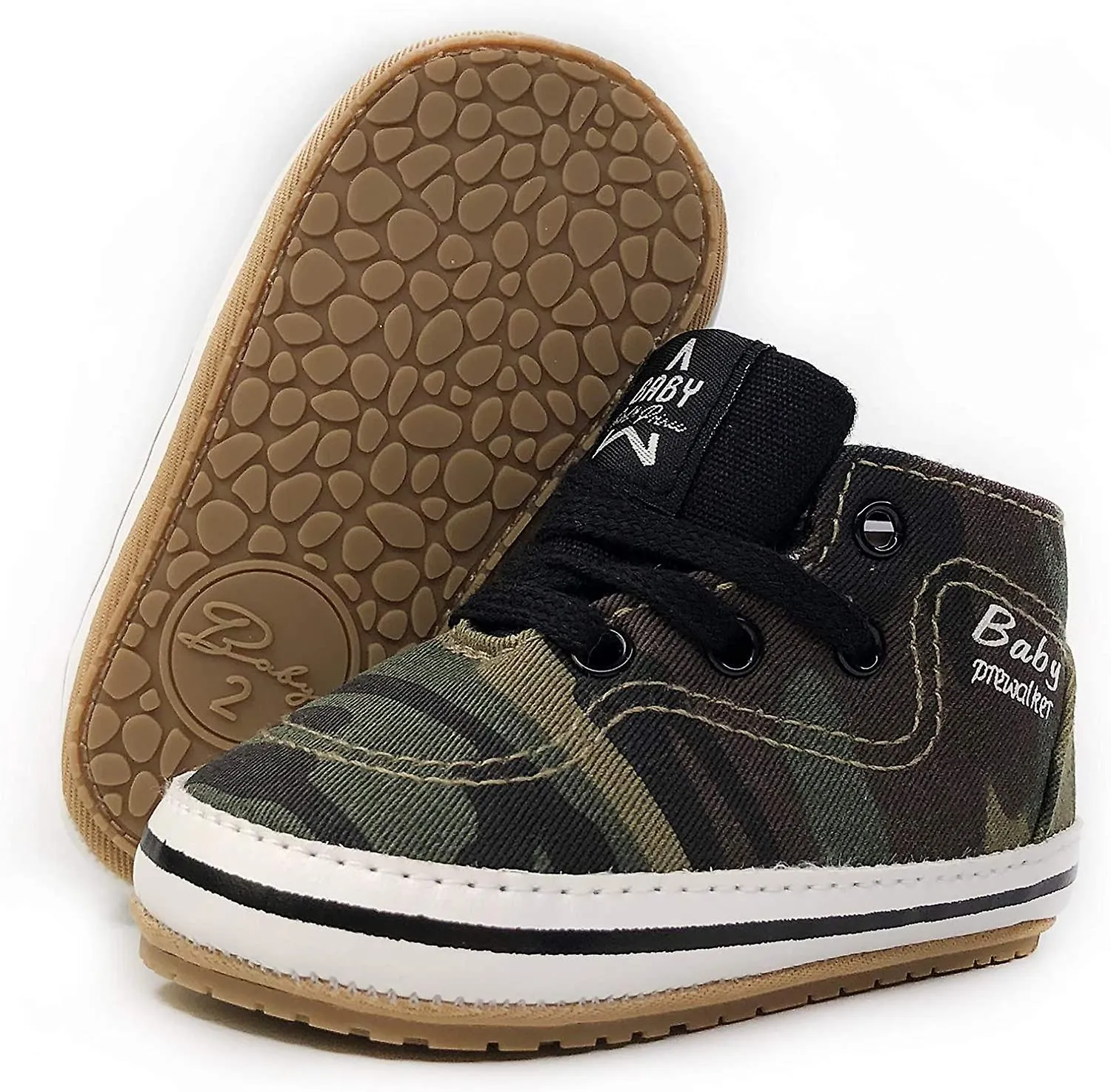 UNISEX BABY BOYS GIRLS HIGHTOP ANKLE SNEAKERS SOFT RUBBER SOLE INFANT CRIB SHOES TODDLER FIRST WALKERS