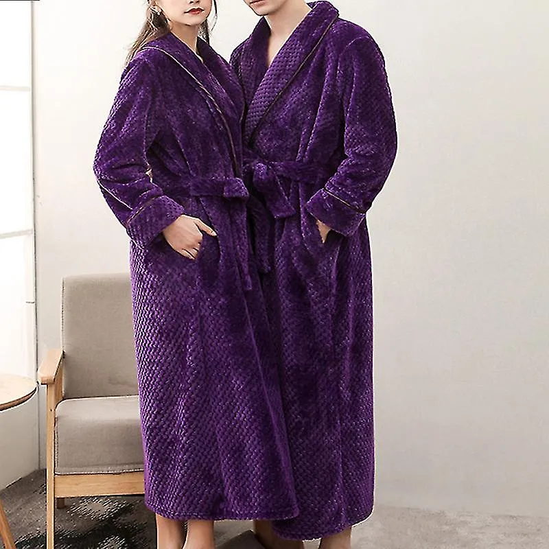 Unisex Plush Bathrobe Winter Warm Couple Pajamas Fashion