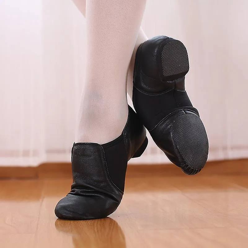 UNISEX SLIPON JAZZ SHOES GENUINE LEATHER RUBBER SPLIT SOLE BALLET DANCE SNEAKERS