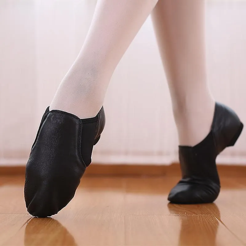 UNISEX SLIPON JAZZ SHOES GENUINE LEATHER RUBBER SPLIT SOLE BALLET DANCE SNEAKERS
