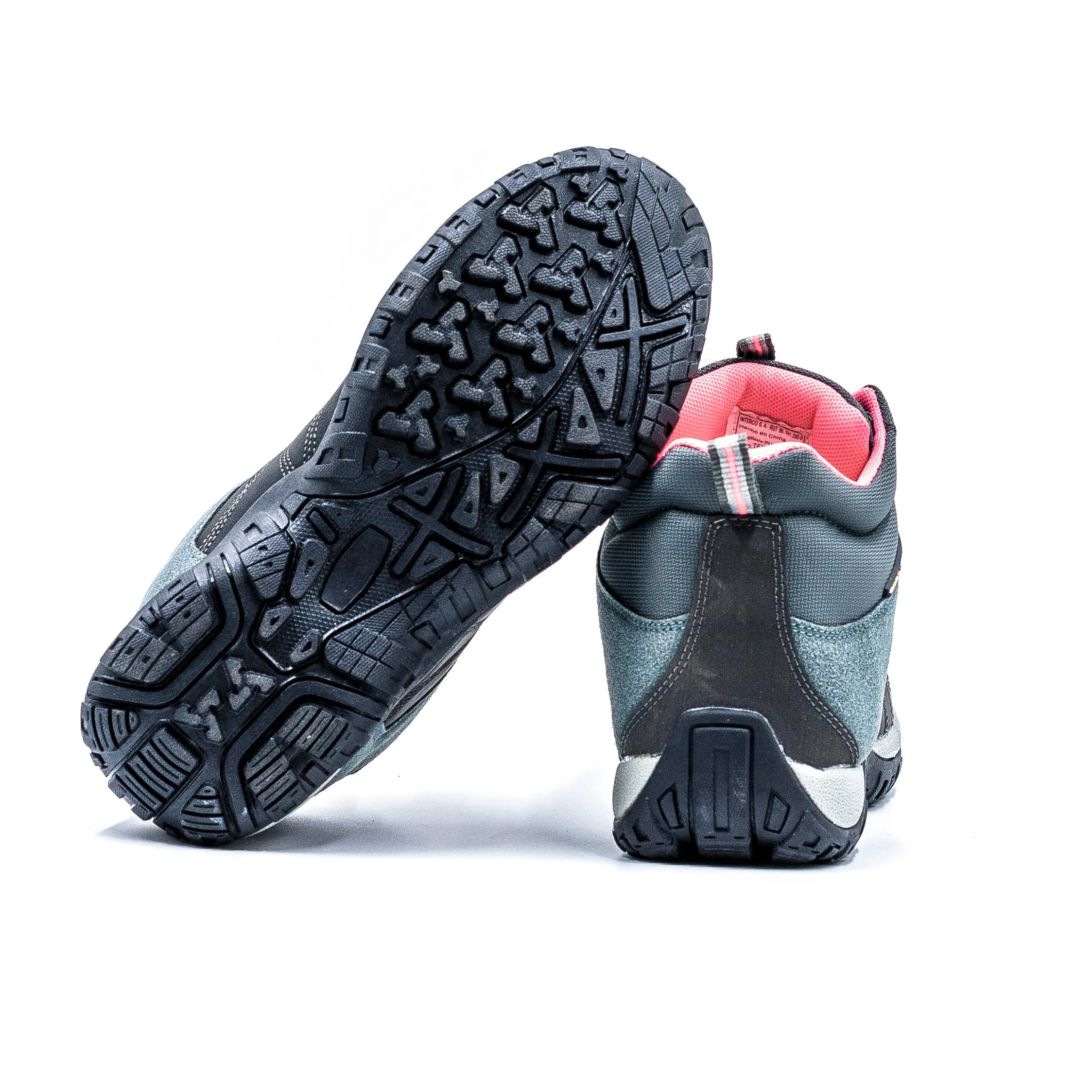Unisport Botín Con Cordón Gris Rosa Mujer Outdoor