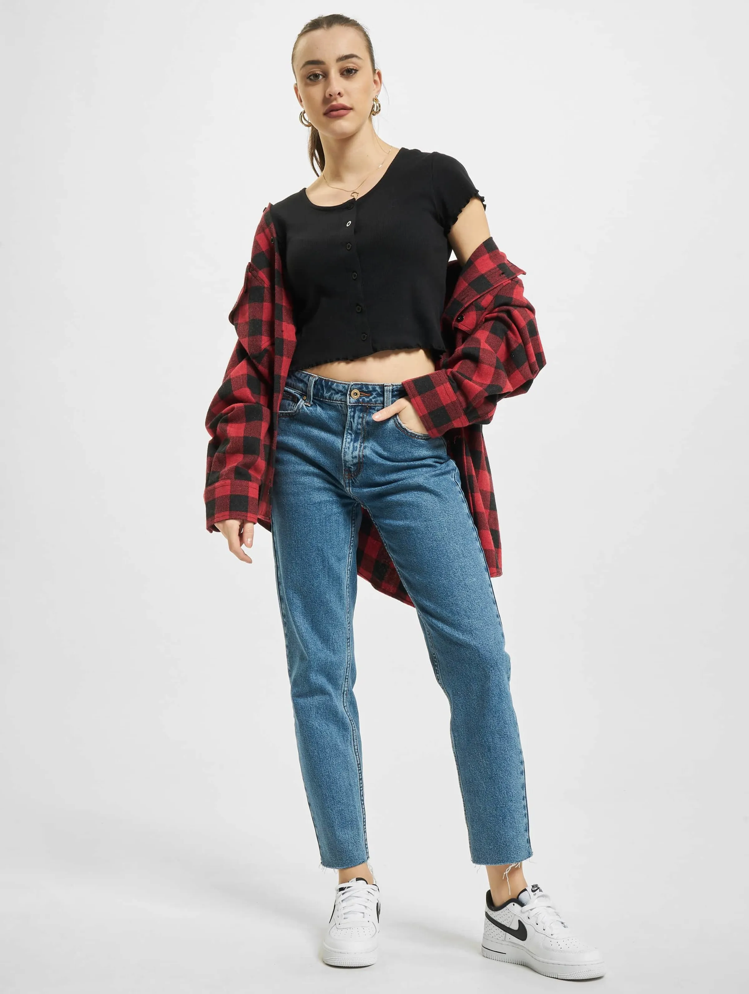 Urban Classics Cropped Button Up Rib