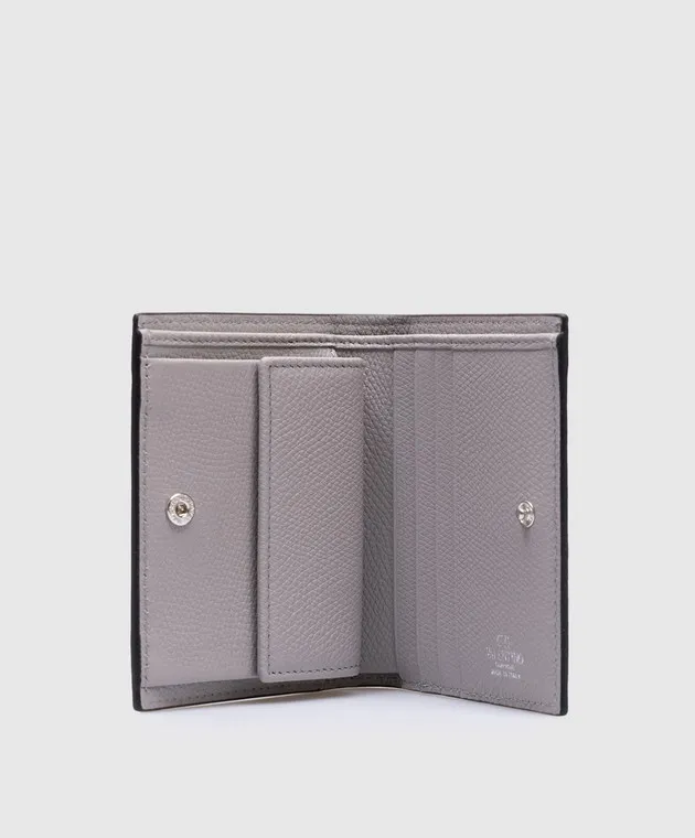 Valentino Gray leather wallet with VLogo Signature logo